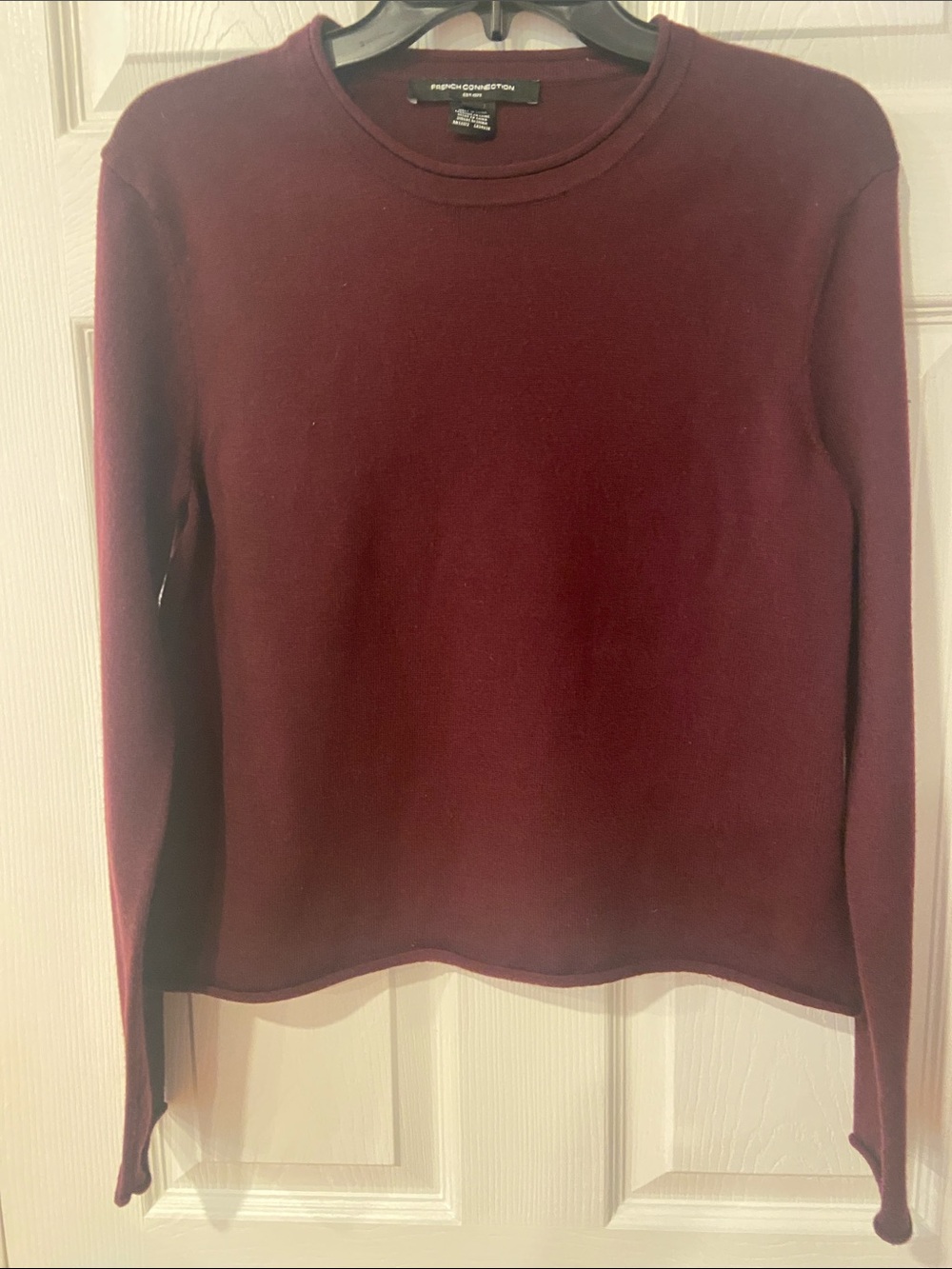 French Connection Burgundy Crew Neck Sweater Top